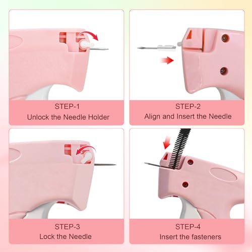 Image of Stitch Gun for Clothes, Handheld Quick Clothing Fixer | 3000 Fasteners (1000 Black /1000 White /1000 Color) + 6 Needles, for Quick Clothing Repairs, Retail Tagging, and Fabric Crafts