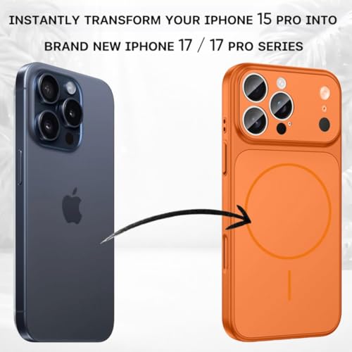Image of SHINESTAR Converter Case for iPhone 15 Pro | Premium Protective Mag-Safe Cover | iPhone 17 Pro / 17 Pro Max Series Style Design | in-Built Camera Guard | Wireless Charging Compatible - Orange