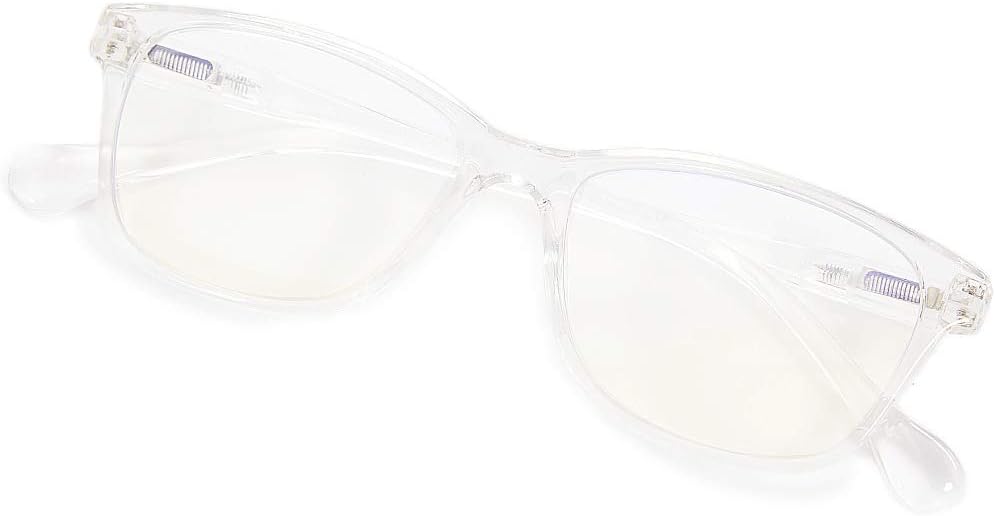 Blue Light Blocking Glasses 1 Pack -Computer Glasses with Spring Hinges/Square Eyeglasses Frame, Blue Light Blocker for Women Men, Anti Eye Eyestrain&UV Glare/Reading/Gaming/TV/Phones(Clear)