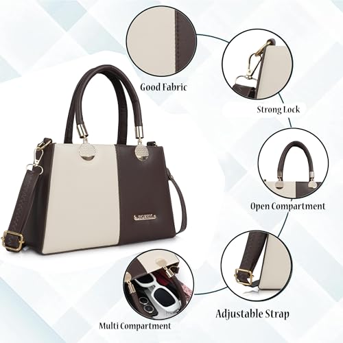 Image of Gold Rose Women's Elegant Color Block Handbag - Stylish Top Handle Purse for Office, Party & Daily Use | Premium Structured Ladies Hand Bag