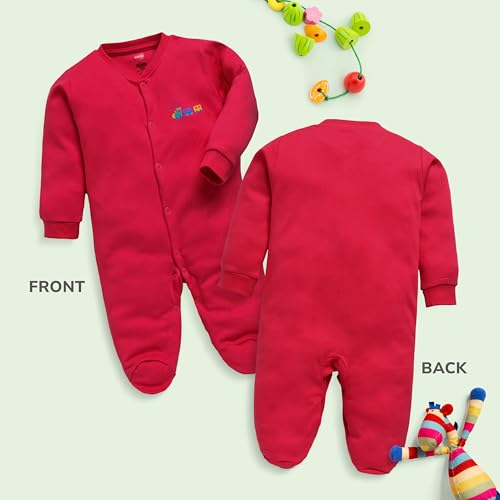 Image of LuvLap Baby Boys and Girls 100% Cotton Full Sleeve Romper /Bodysuit Pack of 3