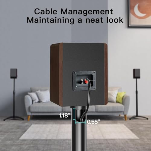 Image of PERLESMITH Speaker Stand Adjustable - Extend 20 inch to 44 inch - Holds Satellite Speakers & Small Bookshelf Speakers up to 9 lbs, Floor Stands Compatible with Sony Bose Polk JBL Yamaha and Others - 1 Pair