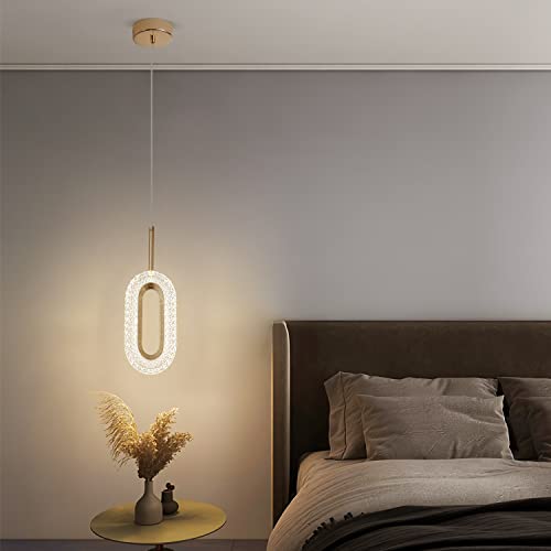 Dotokotl Gold Modern Chandelier, Mini Ring Crystal Chandelier, Acrylic Shade, Led Tri-Color Dimmable, Suitable For Kitchen Island Dining Room Bedroom Adjustable Chandelier #TOP4