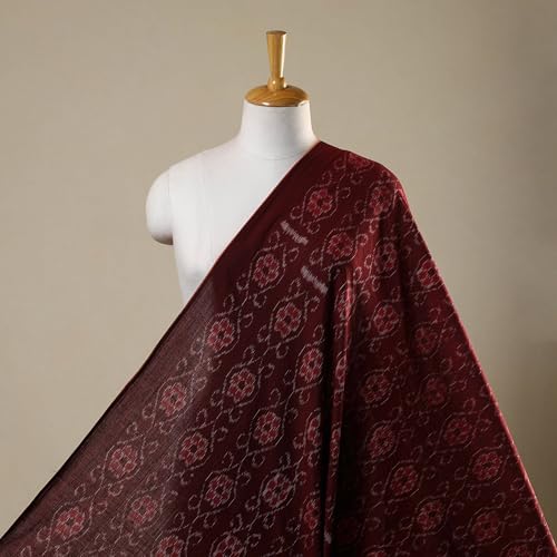 Image of Premium Sambalpuri Ikat Weave Pure Handloom Cotton Shirt Fabric Authentic Odisha Traditional Tie-Dye Craft, Soft Breathable Natural Cotton Material for Custom Tailoring, Casual & Formal Wear