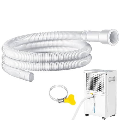 THDEING Dehumidifier Drain Hose - 5 FT with Cuttable Rubber Adapter & Connect Clamp,3/4 Inch FHT, Flexible Universal Drain Hose for Most Dehumidifier and Air Conditioner Brands
