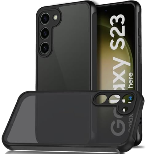 Image of TheGiftKart Hybrid Matte Frosted Translucent Back Cover Case for Samsung Galaxy S23 5G | Shockproof Design | Camera Protection Module | Hard Back Case Cover for Samsung S23 5G (PC & TPU, Frost Black)