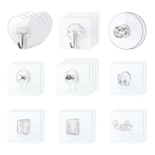 msymsyu 22 Stück Magische Haken 8 Stile Adhesive Hooks 6x6CM Klebehaken