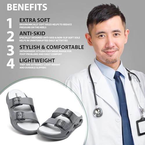 Image of DOCTOR HEALTH SUPER SOFT Men EVA Double Strap Sandals | Adjustable Buckle Comfort Slides | Lightweight Anti-Slip Casual Sandals for Indoor Outdoor Everyday Wear