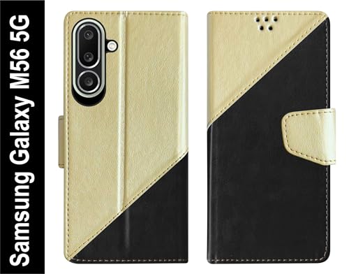 Image of SBMS Flip Cover for Samsung Galaxy M56 5G 6.7 Inch Back Cover Case with Magnatic Closure | Inbuilt Stand | Card & Money Pocket (MultiBlack)