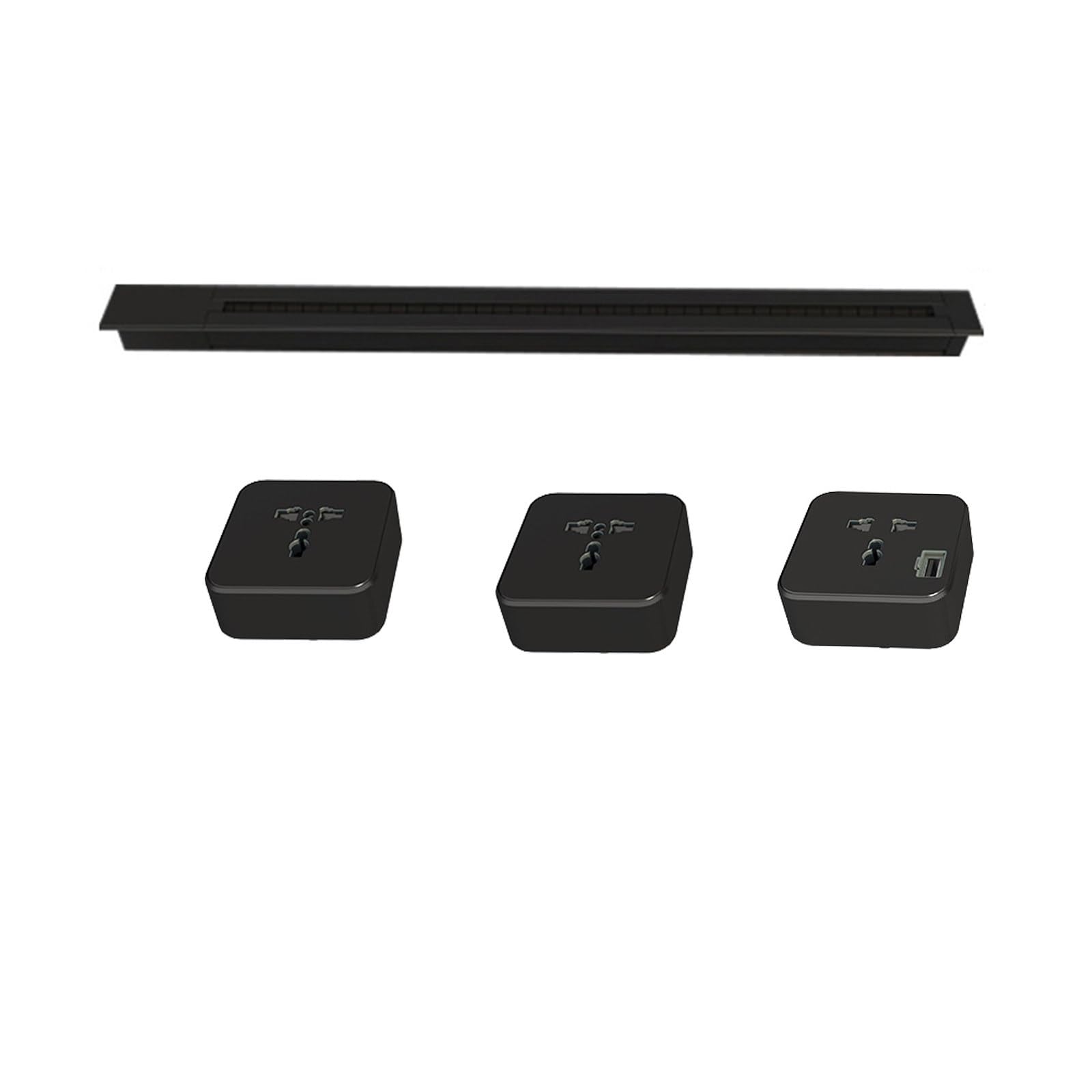 Power Strips Kitchen Power Strip, Embedded Switch, Concealed Rail Slide Socket Suitable for Home and Office(Black,40CM)