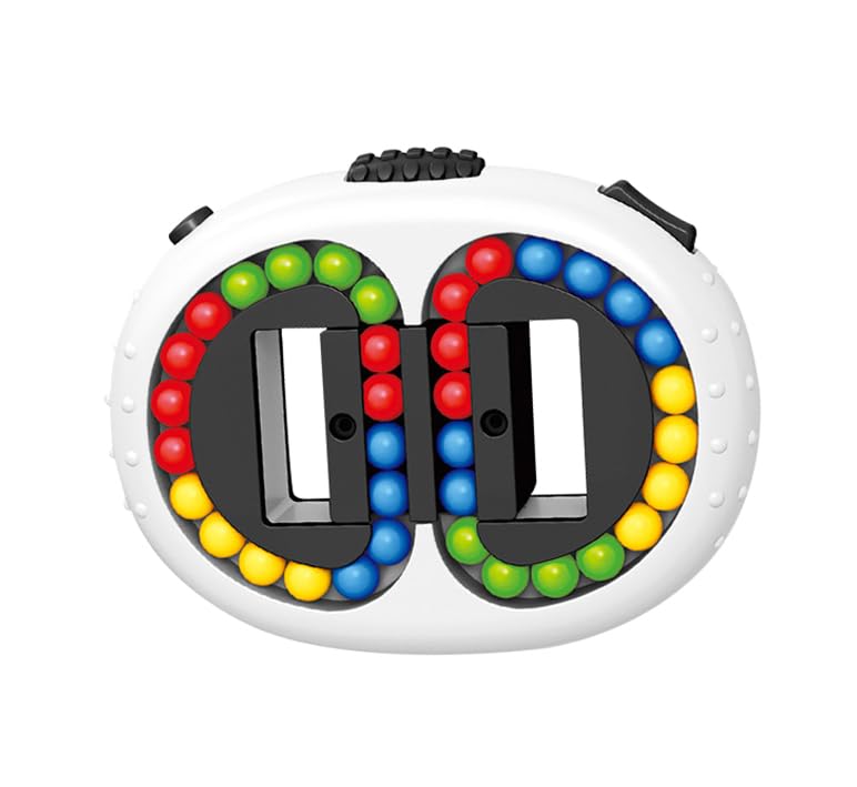 Multiple Shape Magic Bean Puzzle Toys Rotating Cube Ball Brain Teaser Game Novelty Gift for Kids Boys Girls Teens (Oval-White)
