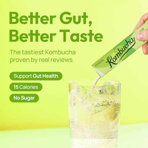 Image of TEAZEN Shine Muscat Kombucha Powder, Electrolyte & Hydration Drink Mix, Sugar Free, Live Probiotics & Prebiotics, On-the-Go 30 Packets, 5.29oz
