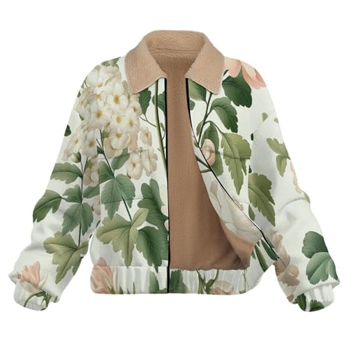 Chaqueta informal de mujer para invierno con estampado de hojas 4