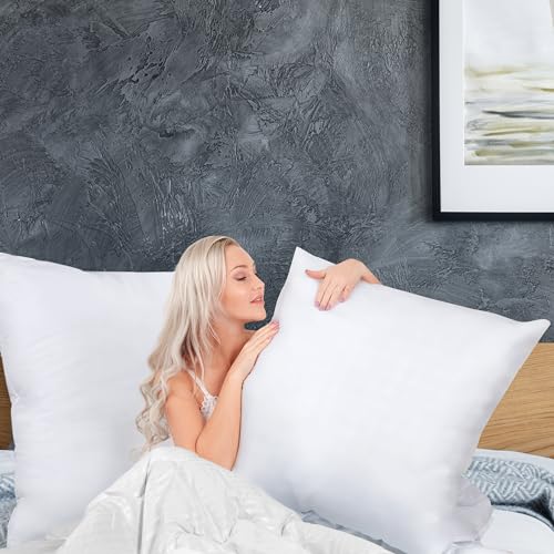 Image of Utopia Bedding 28x28 Pillow Inserts, Set of 2, White - Indoor Decorative Throw Pillows for Bed, Sofa & Couch - Soft, Supportive & Fluffy Cushion Inserts
