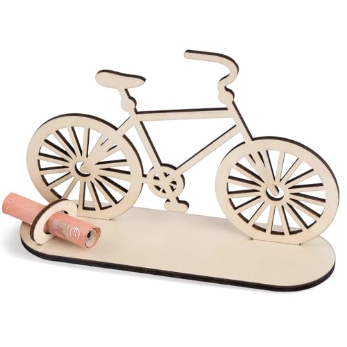 HOLDLEAF Fahrrad Geldgeschenk Holz,Originelle Geburtstag Holz,Geldgeschenk Radfahrer,Schild Gästebuch für Familie Freund Kollege