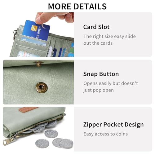 Image of SENDEFN Small Womens Wallet RFID Blocking Double Zipper Pocket Card Holder Purse