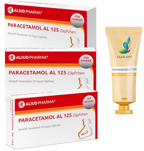 Paracetamol 125 mg Zäpfchen 3 X10 St. inkl. einer hochwertigen Handcreme Marke Faar-Apo I bei Schmerzen und Fieber für Babys