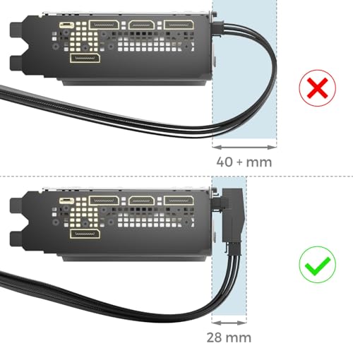 deleyCON Adaptador PCI-e 5.0 en ángulo 90° 12+4 Pines 16-Pin Tipo-B para GPU hasta 600 W - Conector 12VHPWR PCIe - Compatible con Tarjetas Gráficas - imagen 3