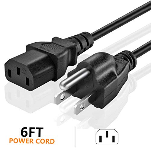 Standard Computer Power Cable,3 Prong ac Power Cord,Vizio tv Power Cord,10A 125V Universal Extension Cable,18 Gauge Wire 6 Ft