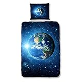 Good Morning! Bettwäsche Earth Renforcé blau Größe 135x200 cm (80x80 cm)