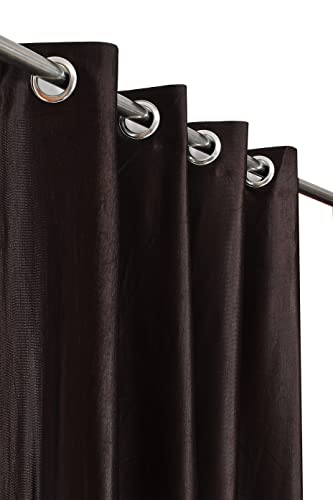 Image of DEVSANG Polyester (2 Print and 1 Solid) Grommet Curtains for Door 7 Feet Long Set of 3, Brown(Fade Resistant;Lightweight;Made in India) - Light-Filtering
