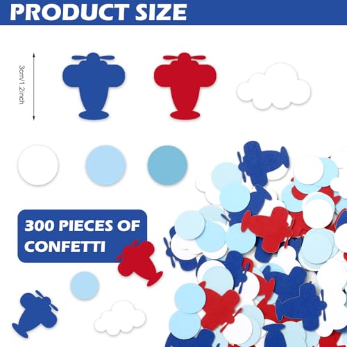 Image of Whaline 300 Pcs Airplane Table Confetti Cloud Airplane Dot Table Centerpieces for Aviation Birthday Baby Shower Party Supplies