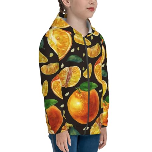 Tangerine Kids Pullover Hoodies Boys Zip Up Sweatshirts Girls Athletic Clothes with Pocket4
