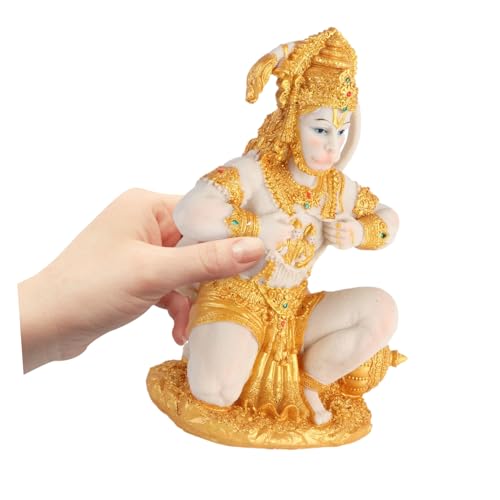 DOITOOL Gold Hanuman Statue Lord Sculpture India Figurine Collection Idol Pooja Sculpture for Home Temple Car Dashboard Decor