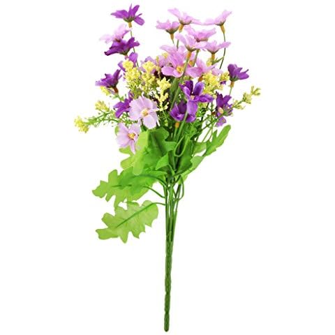 cutefly One Bundle Fake Cineraria Artificial Bouquet Home Office Decor (Fuchsia and Purple) Cover