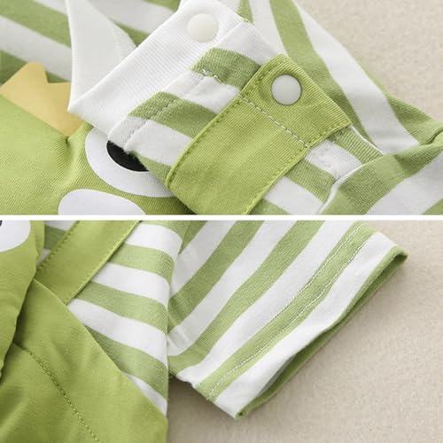Infant Baby 3D Frog Romper Bodysuit, Cute Animal Striped 𝙿a𝚓amas Toddler Short Sleeve 𝙾nesie Cotton Playsuit4