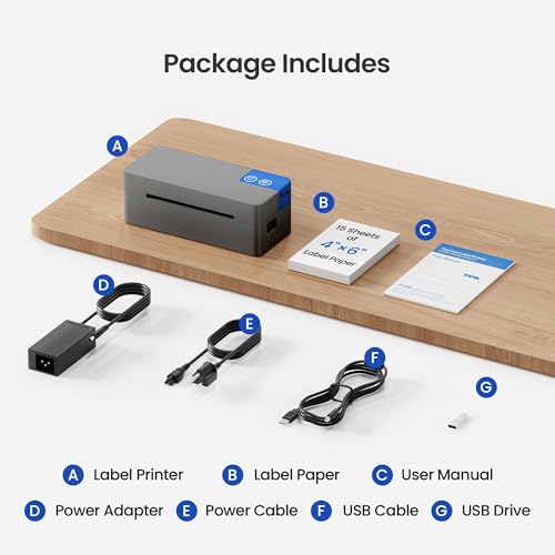 Image of Bluetooth Thermal Shipping Label Printer, 4x6 Portable Thermal Label Printer, Compatible with iPhone, Android, Windows & Mac, Widely Used for USPS UPS Amazon Shopify Etsy (Dark Grey)