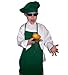 CHEFSKIN Green Kelly Green Color Barista Medium Set Apron & Hat Fits 8-12 Yr Olds Kids Children