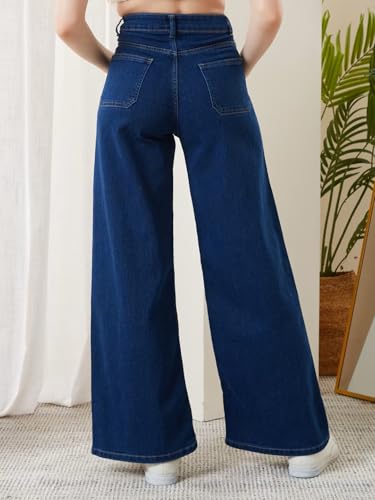Image of ADDYVERO Women High-Rise Wide Leg Denim Jeans