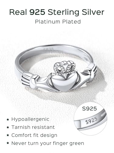 ChicSilver 925 Sterling Silver Claddagh/Triquetra Celtic Knot Promise Ring Size 4-124