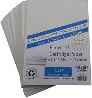 100% Eco Recycled Art A1 Cartridge Paper White Great Art Paper 140gsm Pack of 125 Sheets - Suitable for bookmaking, Sketching, Painting, Printing and More