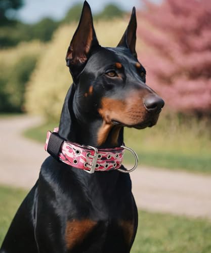 Collier tactique de 5,1 cm de large pour molosse et chien de très grande taille rose - 4