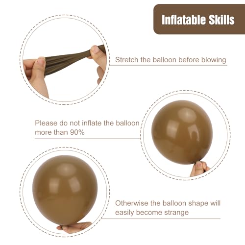 Image of RUBFAC Brown Balloons 129pcs Different Sizes Pack of 18 12 10 5 Inch, Latex Boho Neutral Coffee Tan Balloon Garland Arch Kit for Safari Baby Shower Decorations Jungle Fall Bear Themed Birthday Party