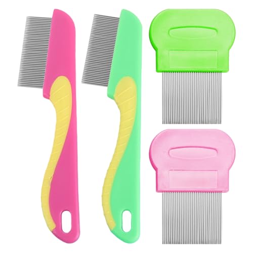 Peigne À Poux 4 Pièces, Peigne À Dents Fines En Acier Inoxydable, Peigne Anti-Puces Pour Animaux De Compagnie, Fournitures Pour Animaux De Compagnie