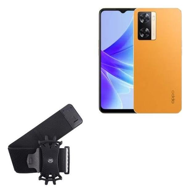 BoxWave Holster Compatible with Oppo A77s - ActiveStretch Sport Armband, Adjustable Armband for Workout and Running - Jet Black