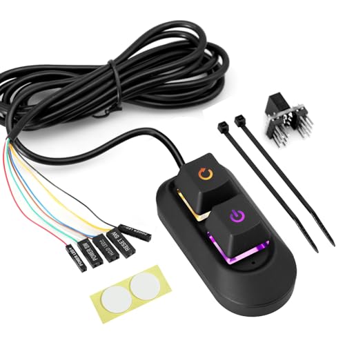 Netzschalter für Desktop Computers Binghe PC Power Button PC Netzschalter Externer mit Start- Und Reset-Steuerung multifunktionaler Desktop-Netzschalter mit LED-Licht Für Computer Motherboard, 2 m