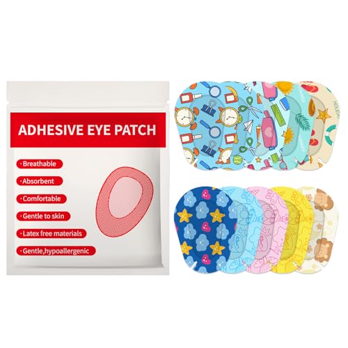 AndicAge 60pcs Kids Adhesive Eye Patches Cute Eye Pads 10 Different Cartoon Disposable Eye Patch for Amblyopia, Lazy Eye