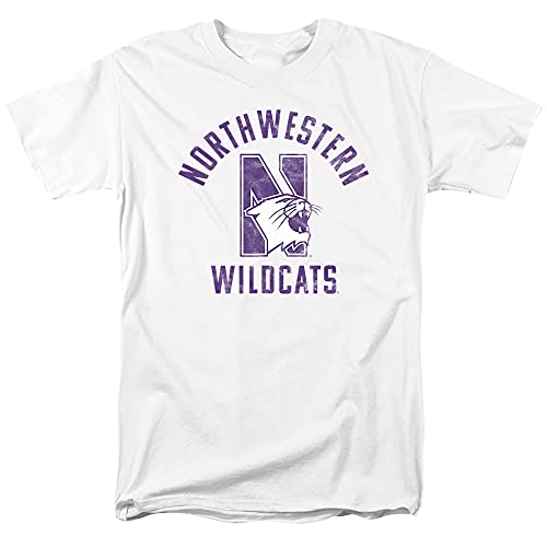 Northwestern University Official Wildcats Logo Unisex Adult T-Shirt, White, Large