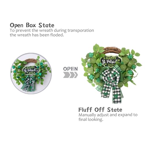 idyllic St Patricks Day Decoration Wreath for Front Door with BowknotSaint Patrick Day Decoration WreathShamrock Clover Wreath for Kitchen Window Wall Party Home Decor