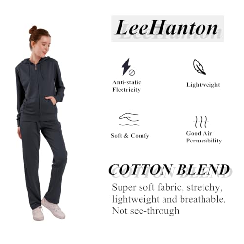Image of LeeHanTon Womens Jogging Suits Sets Running Outfit Zipper Warm Up 2 Pieces Hoodie and Pant Tracksuit