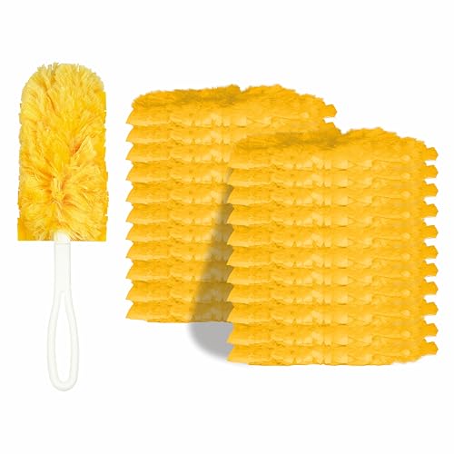 GUOYUANGLO Disposable Dusters Refills 360 Degree Heavy Duty Dusters Refills Unscented Disposable Dusters for Cleaning-20 Counts with Short Handle,Yellow