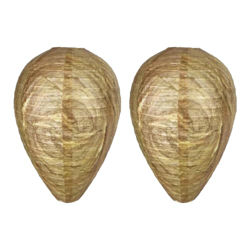 OUDQFCJ 2 Pièces Faux Nid de Guêpes, Nid de Frelon, Répulsif Anti-Guêpes, Étanche, Résistant aux Intempéries, à Suspendre, Protection Contre l'Humidité, Nid de Frelon Factice pour Jardin et Balcon