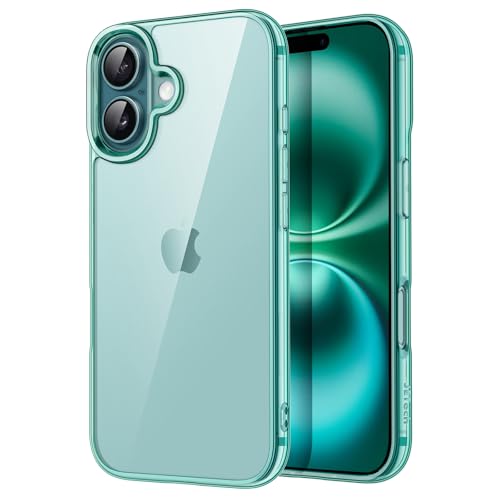 JETech Case for iPhone 16 6.1-Inch, Non-Yellowing Shockproof Phone Bumper Cover, Anti-Scratch Clear Back (Teal)