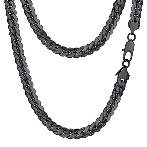 PROSTEEL Black Chain 8mm 24inch Chunky Necklace Retro Cuban Link Women Punk Jewelry Gift Men Chain Necklace