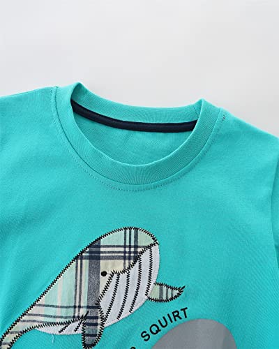 Image of HILEELANG Boys Summer Outfits Short Sleeve T-Shirt & Shorts Sets Playwear Clothes 2 Piece 2-7Y