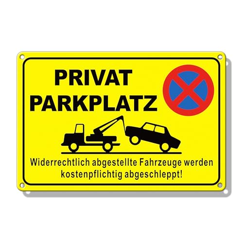 TAKULA Cartello di parcheggio privato vietato, 30 x 20 cm, in metallo riflettente in alluminio, per interni ed esterni, cartelli privati